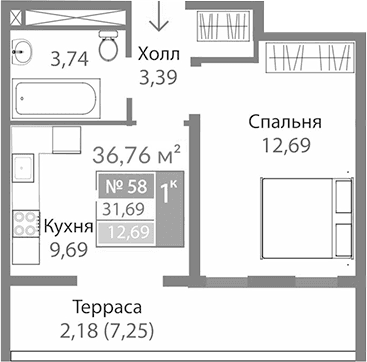 1-комн., 29.51 м²