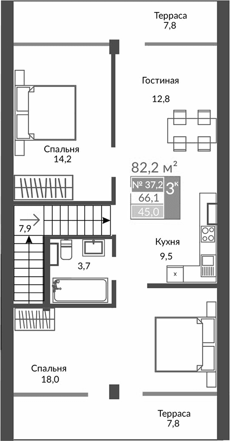 3-комн., 66.6 м²