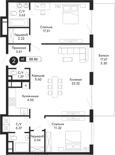 3-комн., 83.56 м²