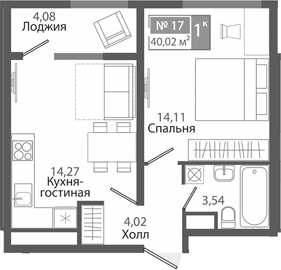 1-комн., 35.94 м²