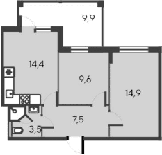 3-комн., 49.9 м²