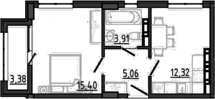 1-комн., 36.69 м²