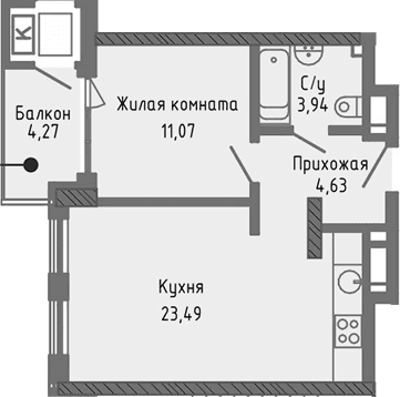 2-комн., 43.13 м²