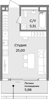 Студия, 30.31 м²