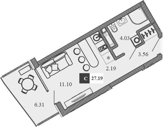 Студия, 20.88 м²