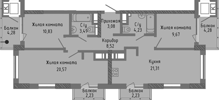 4-комн., 81.7 м²