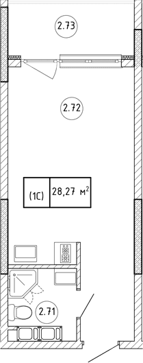 Студия, 22.84 м²