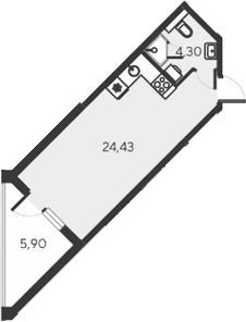 Студия, 28.73 м²