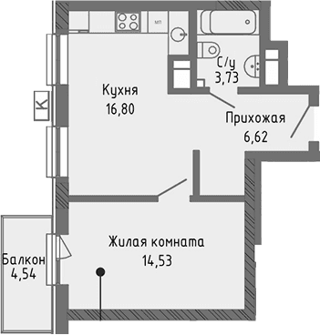 2-комн., 41.68 м²