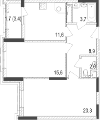 2-комн., 62.1 м²