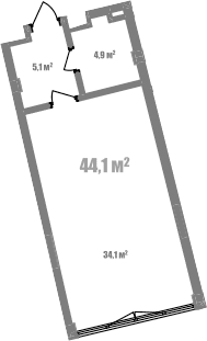 Студия, 44.1 м²