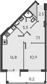 2-комн., 42.8 м²