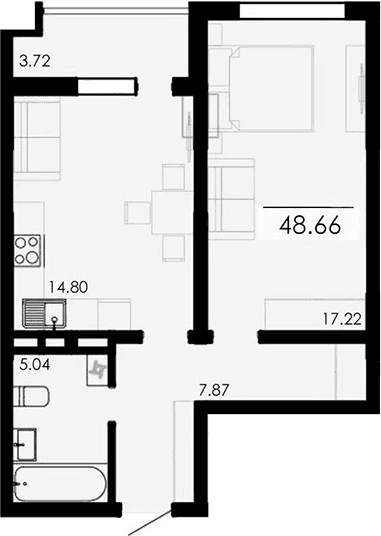 1-комн., 44.94 м²