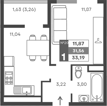 1-комн., 29.93 м²