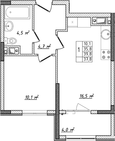 2-комн., 35.8 м²