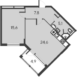 2-комн., 53.1 м²