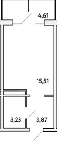 Студия, 22.61 м²