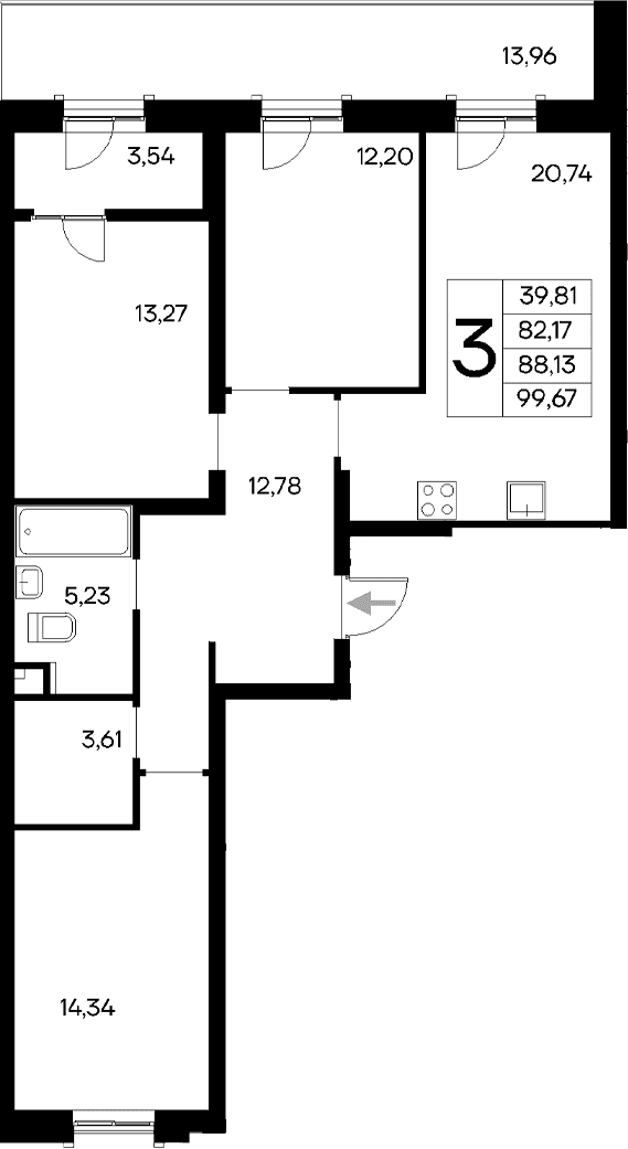 3-комн., 82.17 м²