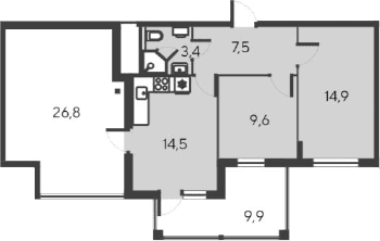 4-комн., 76.7 м²