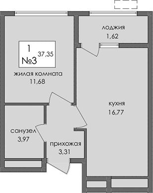 1-комн., 35.83 м²