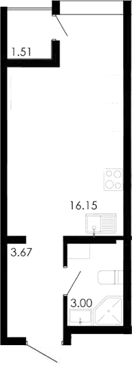 Студия, 22.06 м²