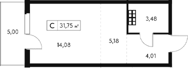 Студия, 26.75 м²