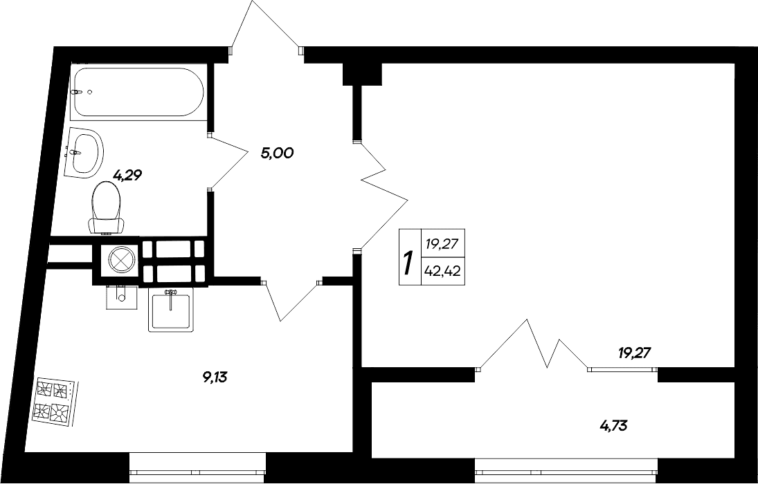 1-комн., 37.69 м²