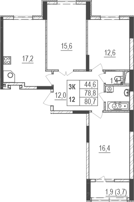 4-комн., 78.8 м²