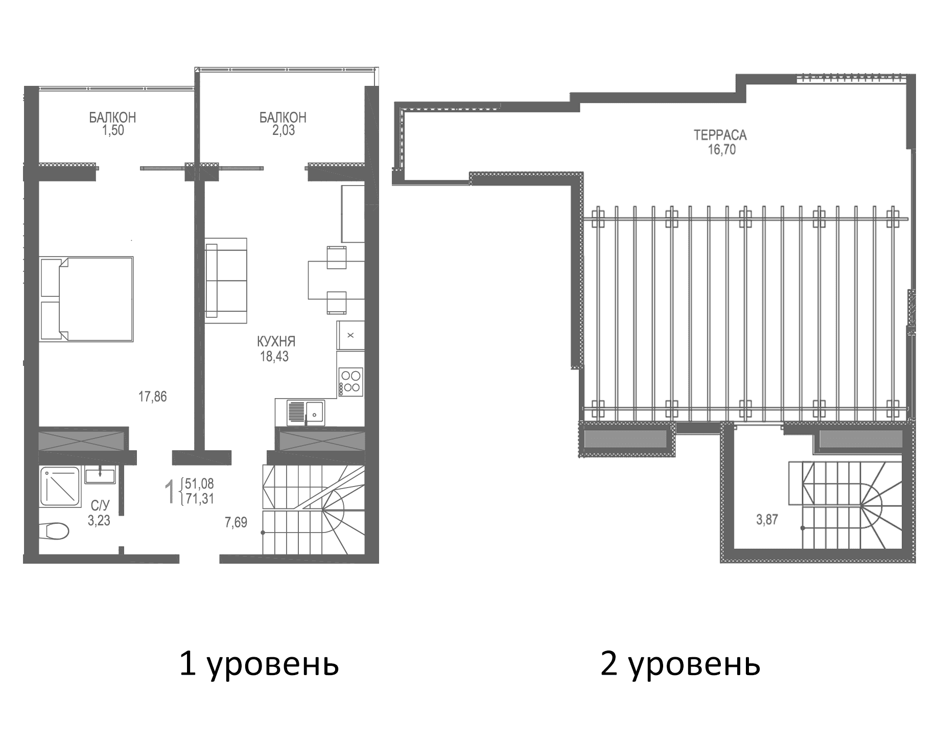1-комн., 51.08 м²