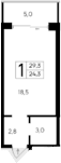 Студия, 24.3 м²