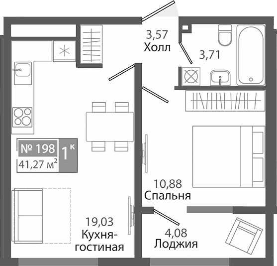 1-комн., 37.19 м²