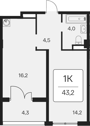 1-комн., 38.9 м²