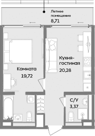 2-комн., 43.37 м²