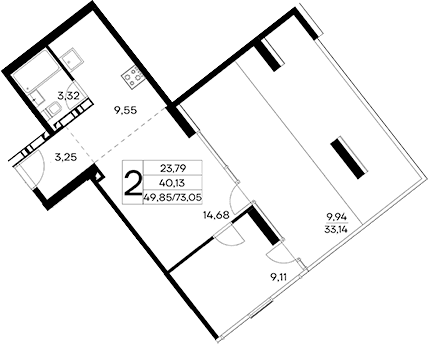 2-комн., 63.11 м²