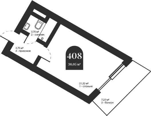 Студия, 28.82 м²