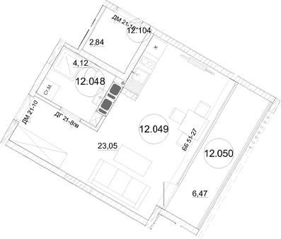 Студия, 27.14 м²
