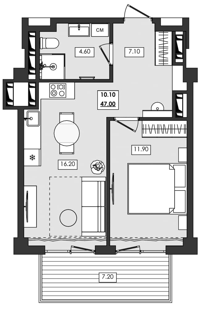 1-комн., 39.8 м²