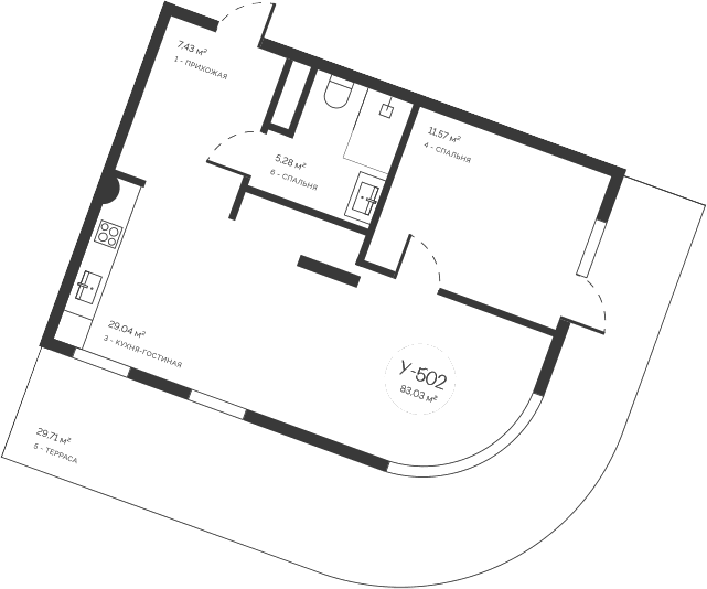2-комн., 53.32 м²
