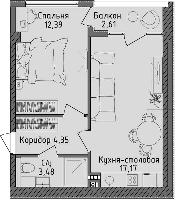 2-комн., 37.39 м²