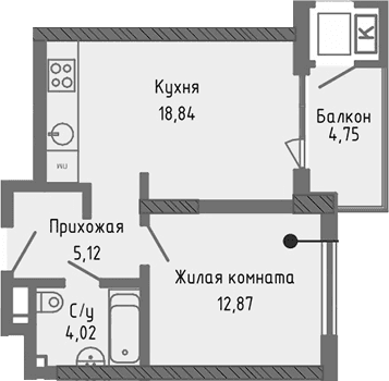 2-комн., 40.85 м²