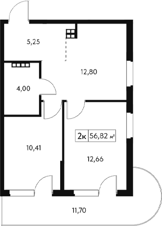 2-комн., 53.31 м²