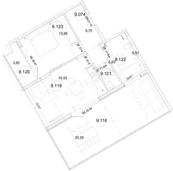 2-комн., 59.79 м²