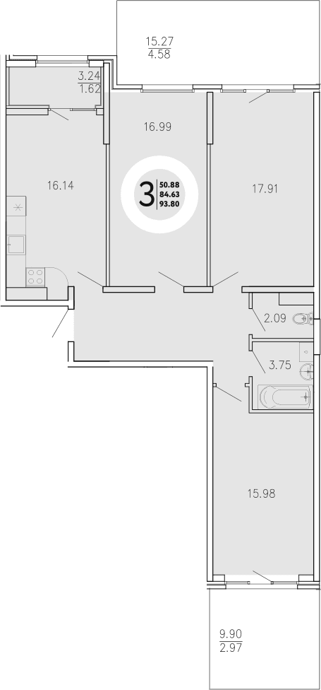 3-комн., 84.63 м²
