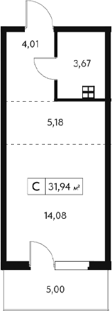 Студия, 30.44 м²