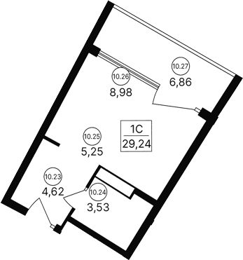 Студия, 22.38 м²