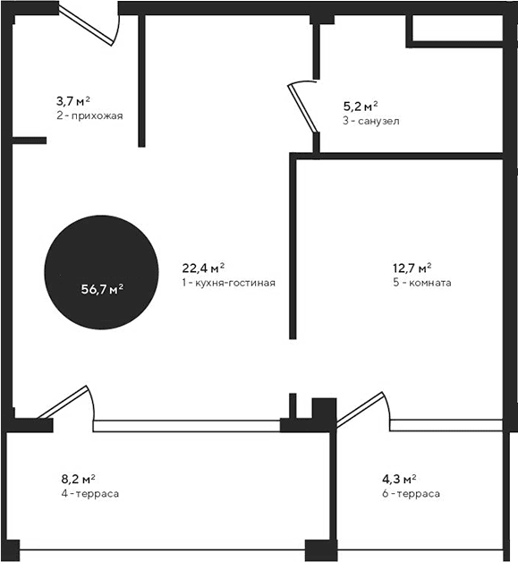 2-комн., 44.2 м²
