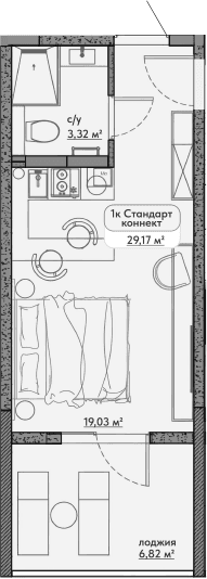 Студия, 22.35 м²