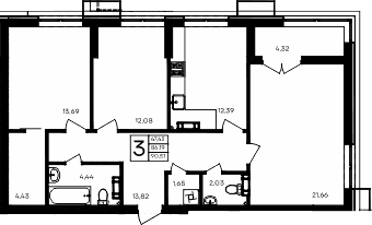 3-комн., 86.19 м²
