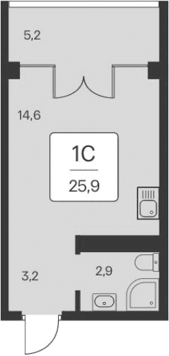 Студия, 20.7 м²