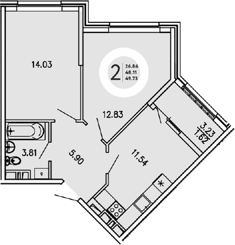 2-комн., 48.11 м²